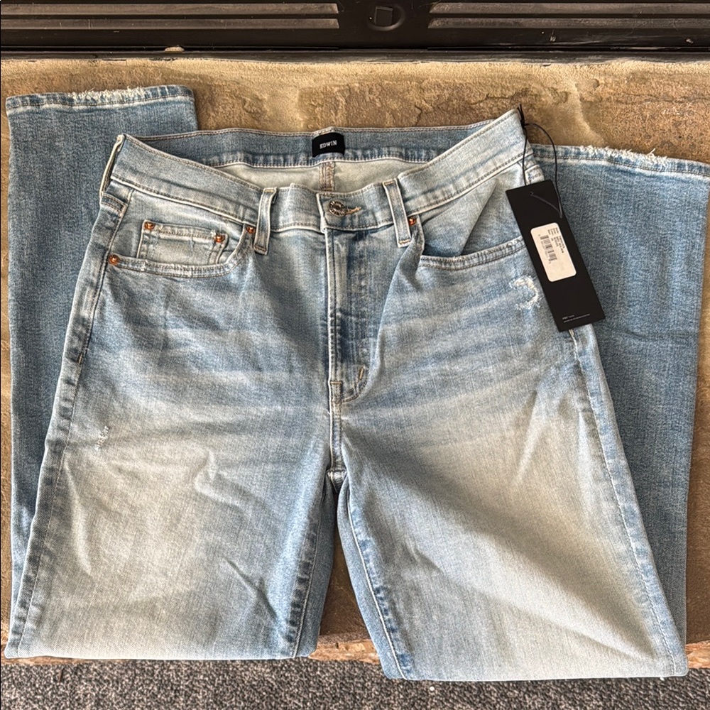 Anthropologie EDWIN Bree ankle jeans in Reverie light wash mid rise cropped - Picture 3 of 9